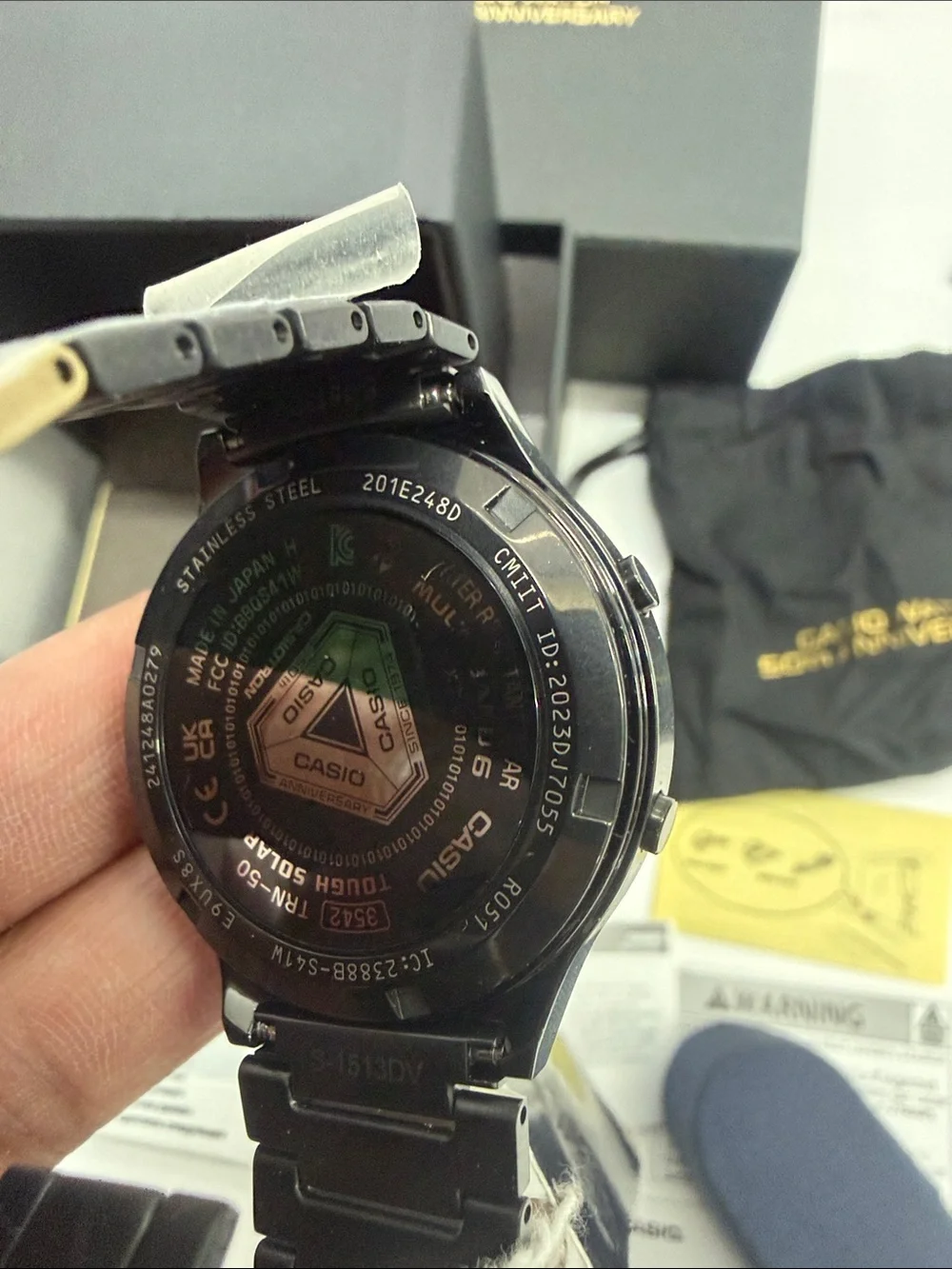Casio Digital Watch in Black and Gold with Metal Bracelet 50th Anniversary